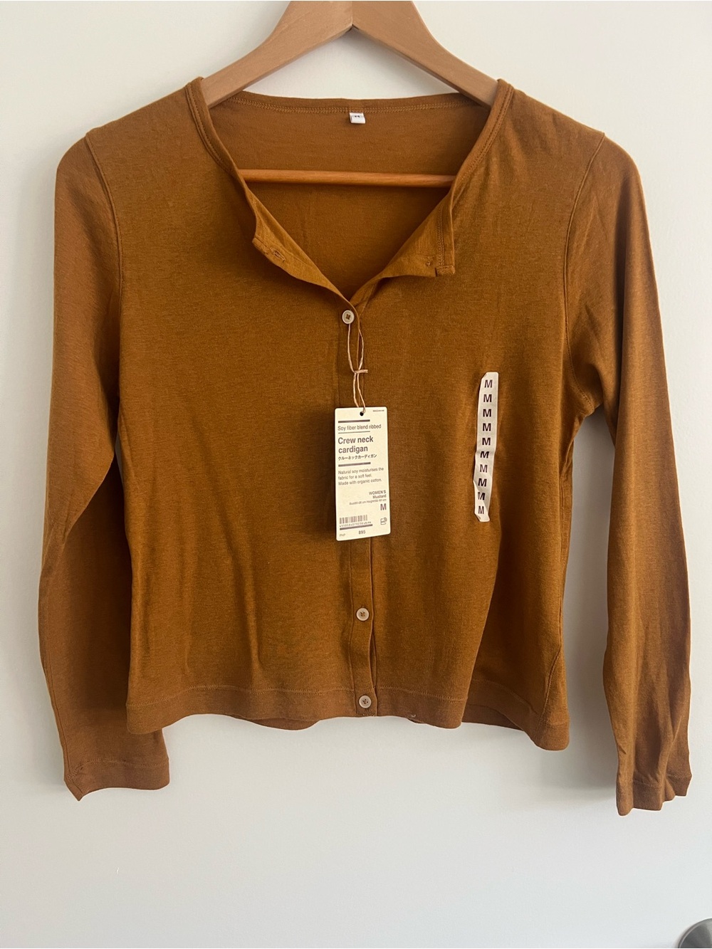 Muji Long-Sleeve Button-Front Cardigan with Organic Cotton